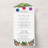 Invitation Tout En Un Mariage d'aquarelle d'hiver du pin vert (À l'intérieur)