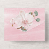 Invitation Tout En Un Mariage d'aquarelle d'orchidée rose vert (Verso)