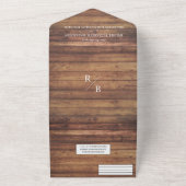 Invitation Tout En Un Mariage d'aquarelle en bois rustique (Dehors)