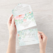 Invitation Tout En Un Mariage d'aquarelle Eucalyptus Peony (Déchirure)