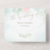 Invitation Tout En Un Mariage d'aquarelle Eucalyptus Peony (Verso)