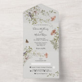 Invitation Tout En Un Mariage d'aquarelle fleur sauvage clair et aéré (À l'intérieur)