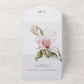Invitation Tout En Un Mariage d'aquarelle florale classique Magnolia (Dehors)