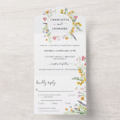 Invitation Tout En Un Mariage d'aquarelle florale de couronne (À l'intérieur)