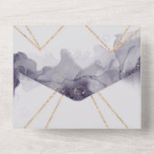 Invitation Tout En Un Mariage d'aquarelle Parties scintillant or Heather (Verso)