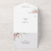 Invitation Tout En Un Mariage d'aquarelle Rose de printemps romantique  (Dehors)