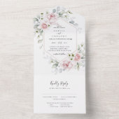 Invitation Tout En Un Mariage d'aquarelle Rose de printemps romantique  (À l'intérieur)