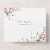 Invitation Tout En Un Mariage d'aquarelle Rose de printemps romantique  (Verso)