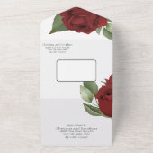 Invitation Tout En Un Mariage d'aquarelle Roses rouges (Dehors)