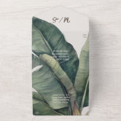 Invitation Tout En Un Mariage d'aquarelle tropicale Feuille Banana (Dehors)