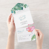 Invitation Tout En Un Mariage d'aquarelle tropicale tout en un (Déchirure)