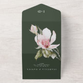 Invitation Tout En Un Mariage d'aquarelle vert classique Magnolia (Dehors)
