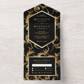 Invitation Tout En Un Mariage d'araignée d'or et d'huile noire (À l'intérieur)