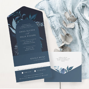 Invitation Tout En Un Mariage d'arc bleu d'hiver Azure