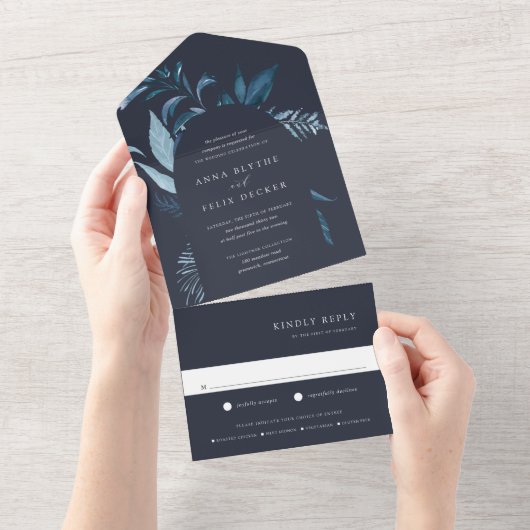 Invitation Tout En Un Mariage d'arc bleu d'hiver Azure (Déchirure)
