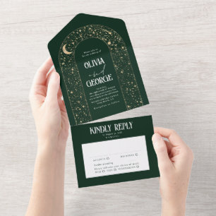 Invitation Tout En Un Mariage d'arc céleste des étoiles du ciel nocturne