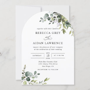 Invitation Tout en un Mariage d'arc de verdure Eucalyptus rus