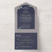 Invitation Tout En Un Mariage d'arc Eucalyptus 3in1 vert RSVP (À l'intérieur)
