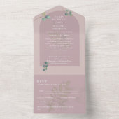 Invitation Tout En Un Mariage d'arc Eucalyptus 3in1 vert RSVP (À l'intérieur)