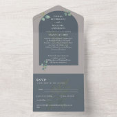 Invitation Tout En Un Mariage d'arc Eucalyptus 3in1 vert RSVP (À l'intérieur)