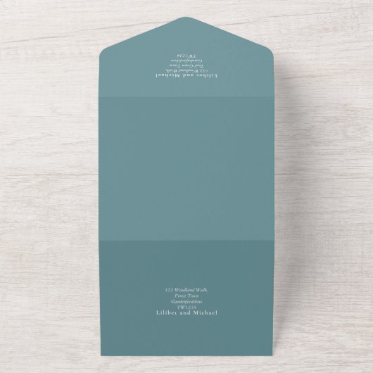 Invitation Tout En Un Mariage d'arc Eucalyptus 3in1 vert RSVP (Dehors)