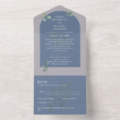 Invitation Tout En Un Mariage d'arc Eucalyptus 3in1 vert RSVP (À l'intérieur)