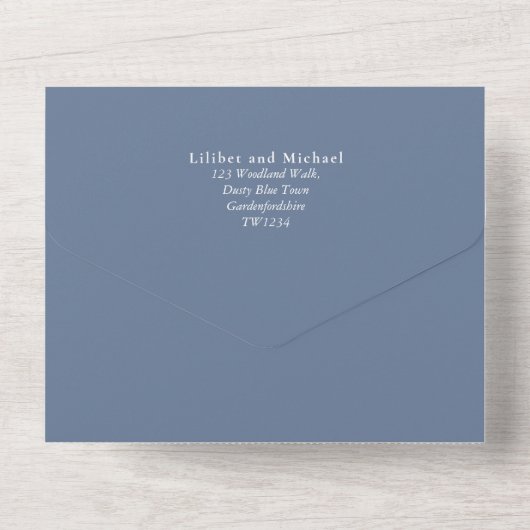 Invitation Tout En Un Mariage d'arc Eucalyptus 3in1 vert RSVP (Verso)