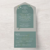 Invitation Tout En Un Mariage d'arc Eucalyptus 3in1 vert RSVP (À l'intérieur)