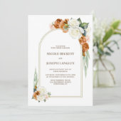 Invitation Tout en un Mariage d'arc floral blanc orange brûlé (Debout devant)