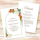 Invitation Tout en un Mariage d'arc floral blanc orange brûlé