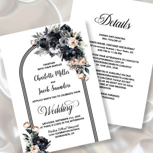 Invitation Tout en un Mariage d'arc floral noir Smokey