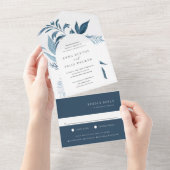 Invitation Tout En Un Mariage d'arche botanique bleu sauvage (Déchirure)