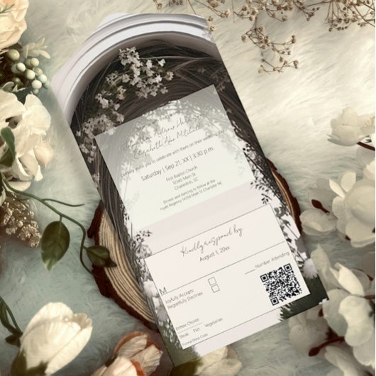 Invitation Tout En Un Mariage d'arche botanique romantique