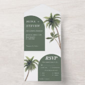 Invitation Tout En Un Mariage d'arche verte (À l'intérieur)
