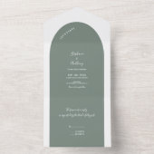 Invitation Tout En Un Mariage d'arche verte et blanche Sage (À l'intérieur)
