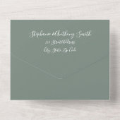 Invitation Tout En Un Mariage d'arche verte et blanche Sage (Verso)