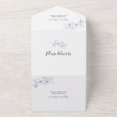 Invitation Tout En Un Mariage d'art linéaire bleu poussiéreux (Dehors)