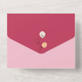 Invitation Tout En Un Mariage d'art moderne Boho Fuchsia (Verso)