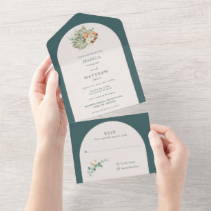 Invitation Tout En Un Mariage d'automne aux fleurs rustiques et boho