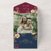 Invitation Tout En Un Mariage d'automne floral de Bourgogne (Dehors)