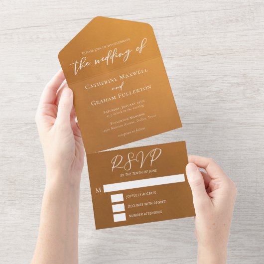 Invitation Tout En Un Mariage de automne Boho en or rustique (Déchirure)