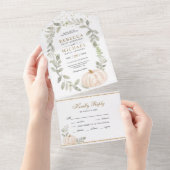 Invitation Tout En Un Mariage de automne Citrouille blanc rustique (Déchirure)