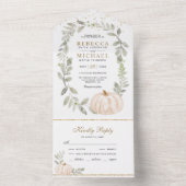 Invitation Tout En Un Mariage de automne Citrouille blanc rustique (À l'intérieur)