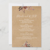 Invitation Tout en un Mariage de automne d'automne fleuri rus (Dos)