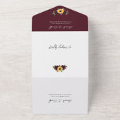 Invitation Tout En Un Mariage de automne de tournesol rustique avec RSVP (Dehors)