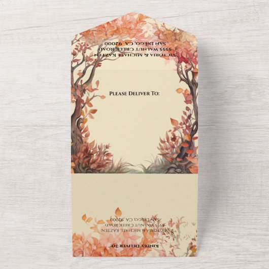Invitation Tout En Un Mariage de automne des arbres d'automne (Dehors)