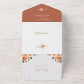 Invitation Tout En Un Mariage de automne Floral Boho en terre cuite avec (Dehors)