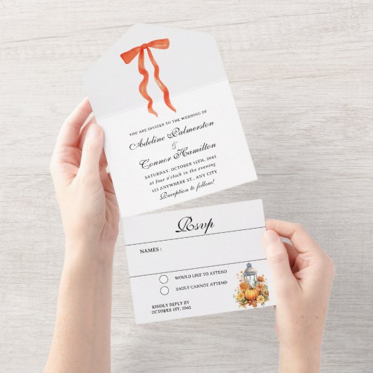 Invitation Tout En Un Mariage de automne moderne (Déchirure)