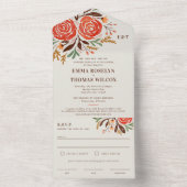 Invitation Tout En Un Mariage de automne Rose couleur rouge (À l'intérieur)