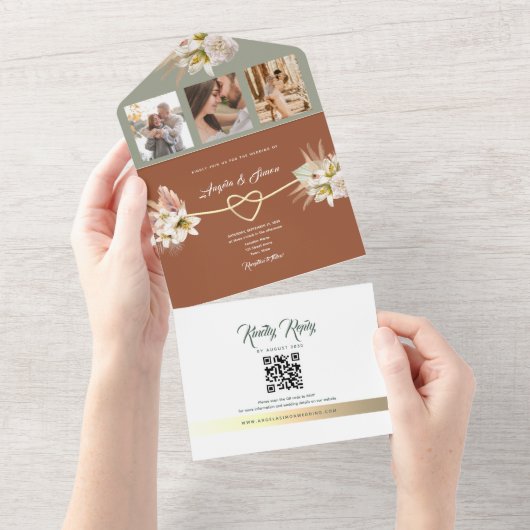 Invitation Tout En Un Mariage de automne rustique Earthy (Déchirure)